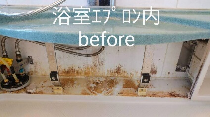 浴室エプロン内高圧洗浄前