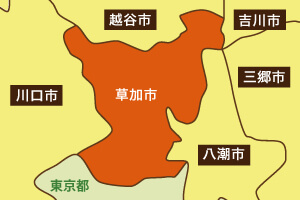 草加市の地図